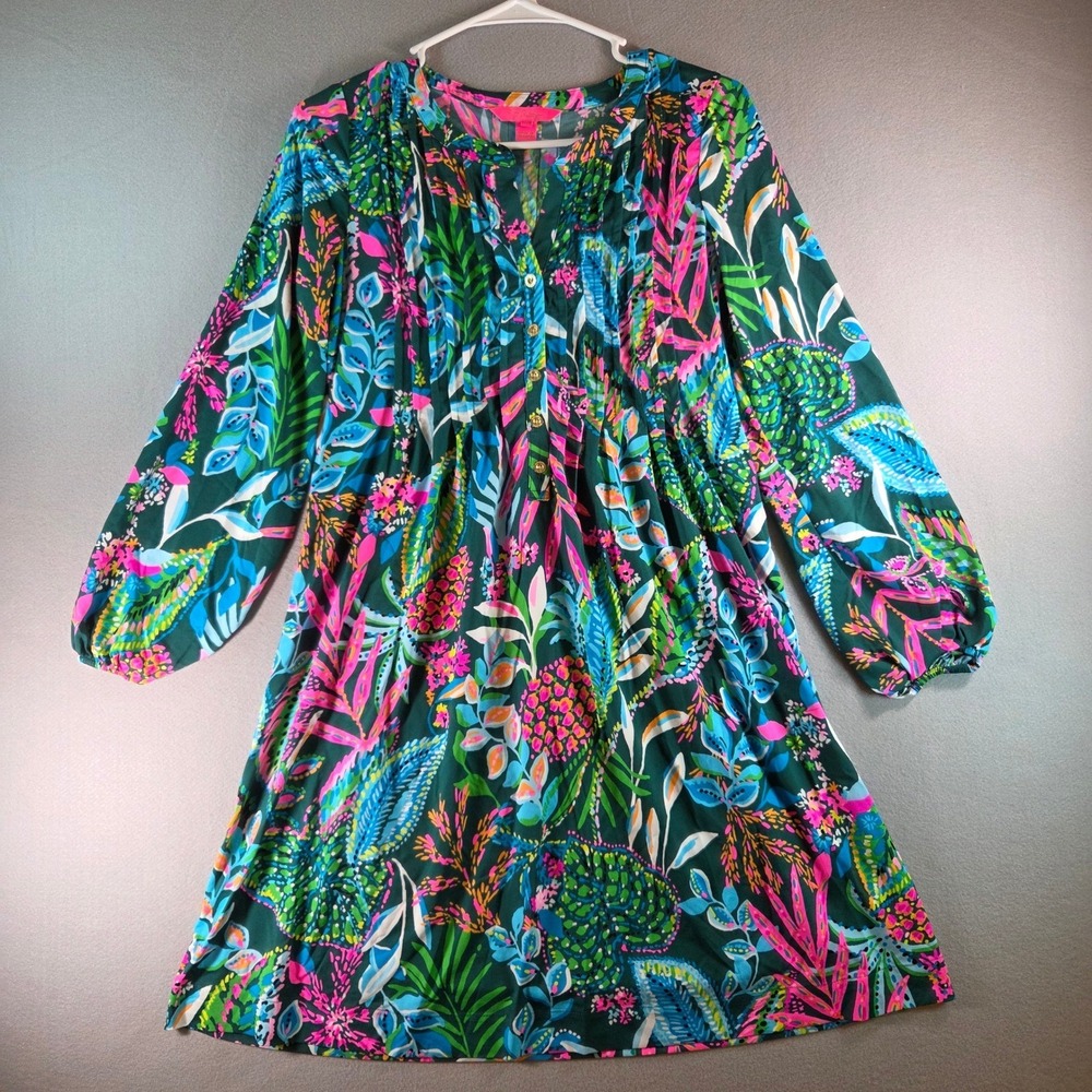 Lilly Pulitzer Seana ChillyLilly Dress XS Multi Sunshine Jungle‎ Print Long Slv